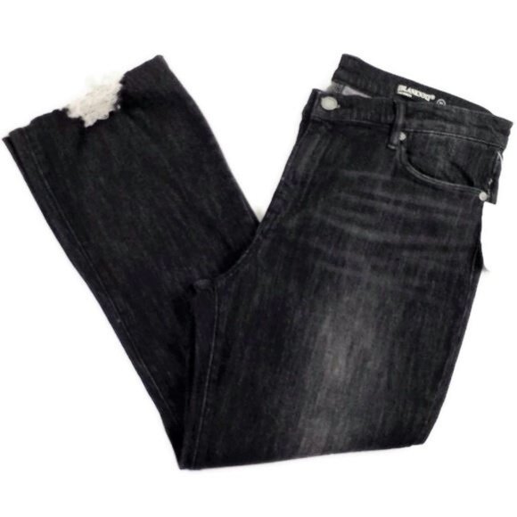 BLANK NYC The Varick Black Distressed Crop Flare Raw Hem Denim Jeans Women’s 31 - Picture 5 of 15